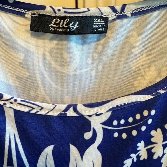 Lily by Firmiana Blue White Plus Size Dress Sz 2XL - Picture 4 of 8